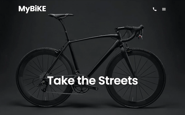 Screenshot of the MyBike landing page showcasing different bicycle models