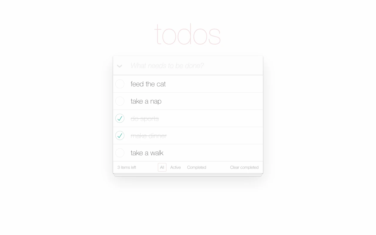 Screenshot of Todos App showing a list of tasks with checkboxes